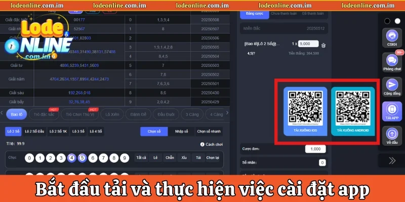 Bắt đầu tải và thực hiện việc cài đặt app